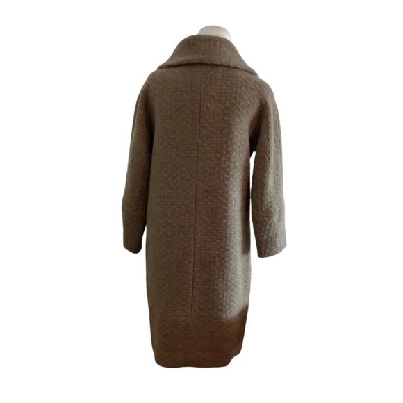 Banana Republic 100% Wool Beige Brown Taupe Pea Coat S Minimalist Solid Jacket - Picture 4 of 11